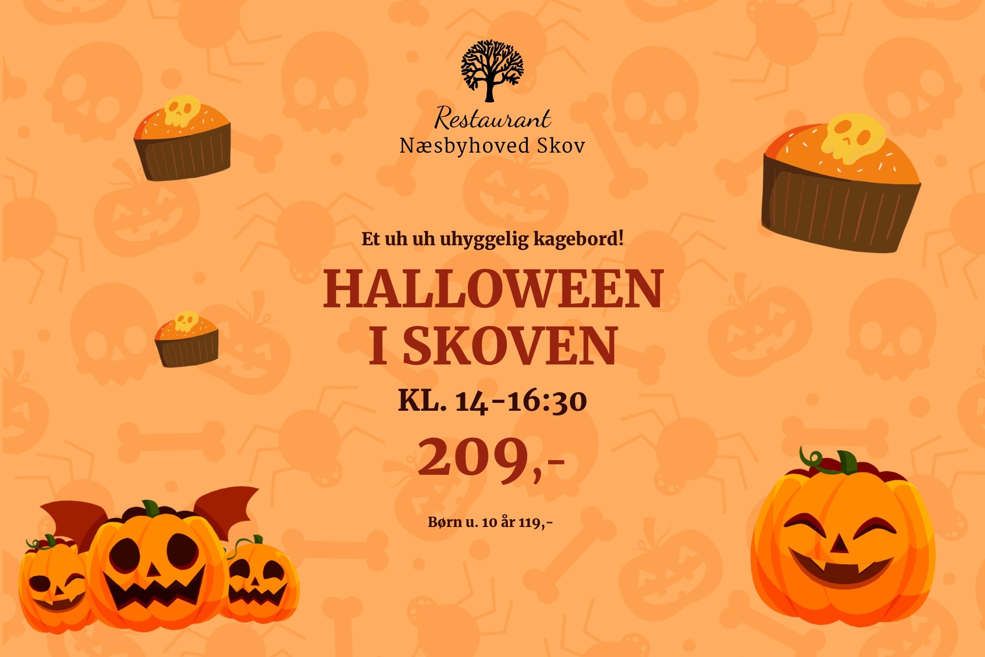 Halloween i Skoven — uhyggeligt kagebord